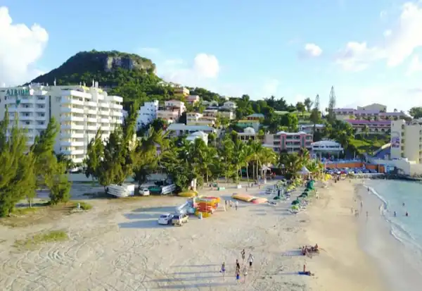 Aerial view of Kim Sha Beach near Atrium Beach Resort.