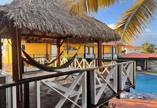 hammock on the balcony ideal for enjoying the gentle Caribbean breeze